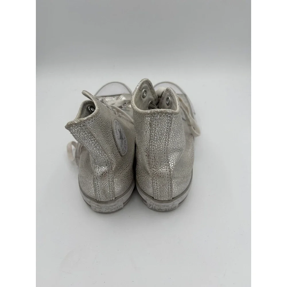 Converse Chuck Taylor All Star High Top Silver Metallic Pebbled Leather 553346C
